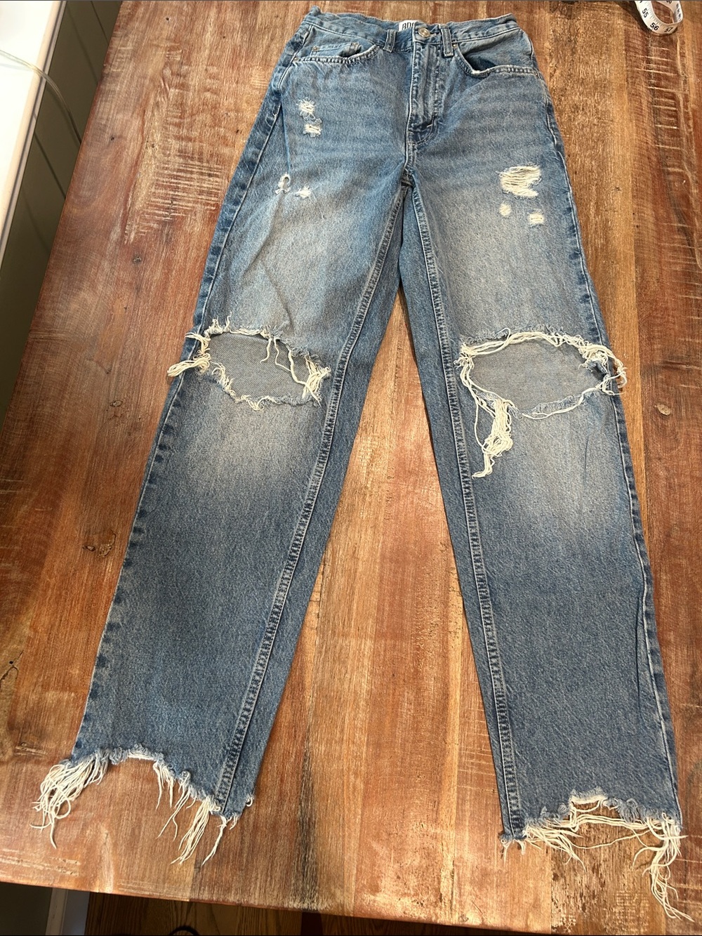 BDG Women's Light Blue Distressed Straight-Leg Jeans